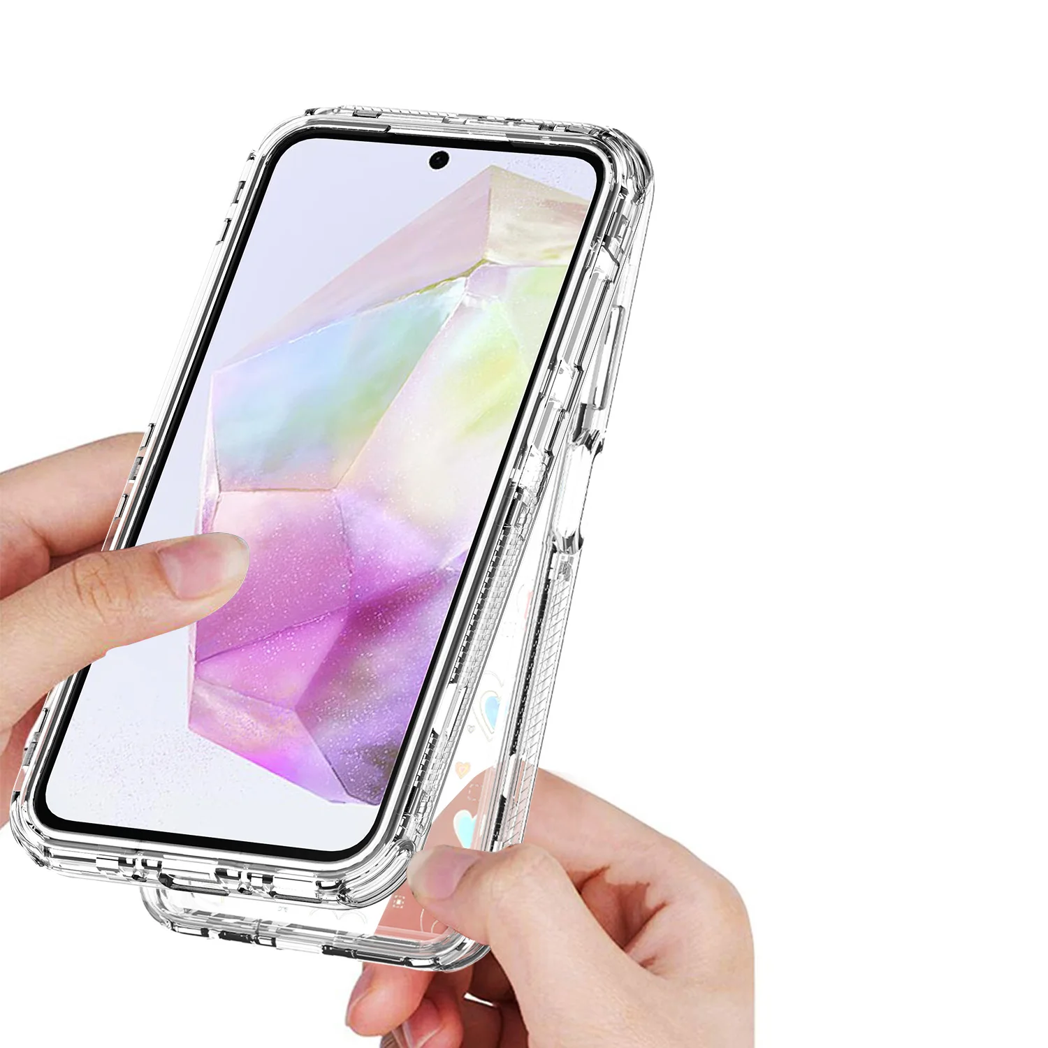 Enhanced 3-in-1 Laser Pattern Phone Case - Shockproof & Anti-Fall TPU+PC Cover