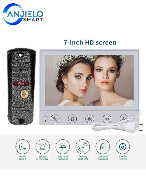 Anjielosmart Wired Video Intercom Security Intercom 1200TVL HD Camera Video Door Phone Night Vision Cam 1