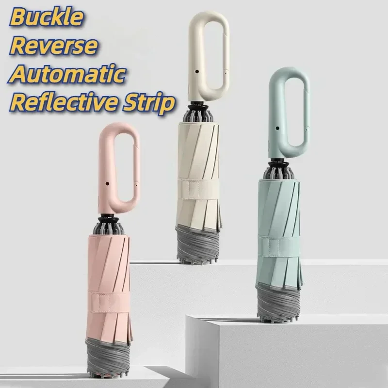 Folding Umbrellas Travel Portable Rain Umbrella Buckle Automatic Folding Reverse Umbrella