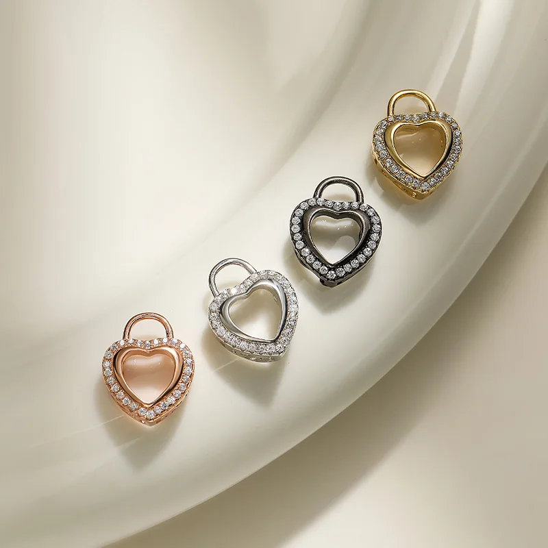 ZHUKOU, S925 Sterling Silver Wholesale Heart-shaped Jewelry pendant for Women handmade  necklace Charm SD11
