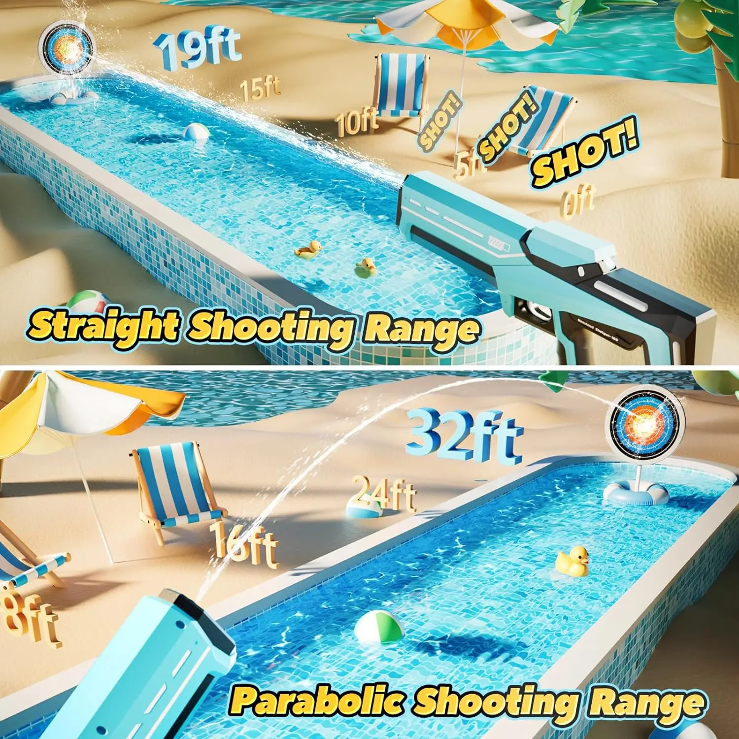 Electric Continuous Shooting Water Gun Toy, Summer Outdoor Fully Automatic Spray High-Pressure Swimming Pool Water Play Toy Gift