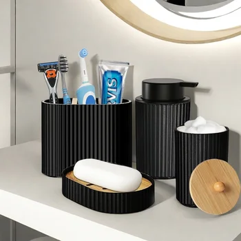 4-Piece Black Bathroom Accessories Set 1