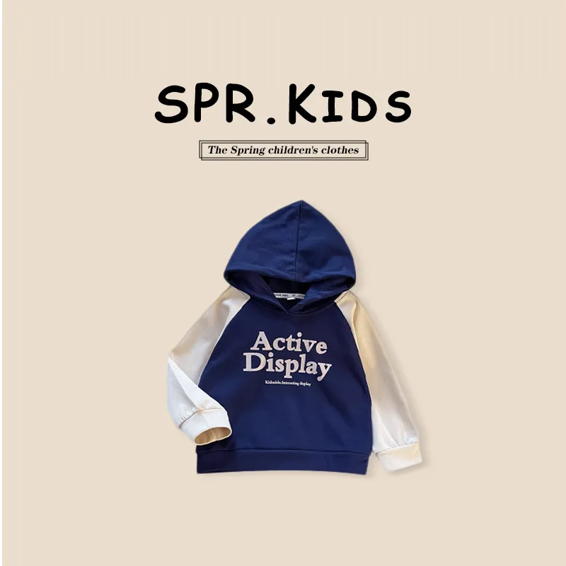 

Весенняя Детская толстовка для мальчиков 2024, хлопковые свободные детские толстовки с буквенным принтом, универсальные толстовки для маленьких мальчиков