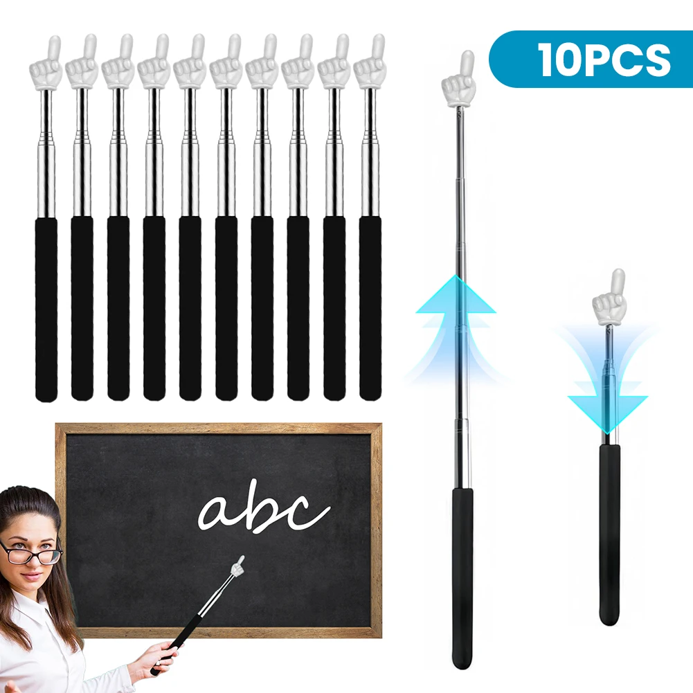 10Pcs Telescopic Teachers Pointer Stainless Steel Extendable Hand ...