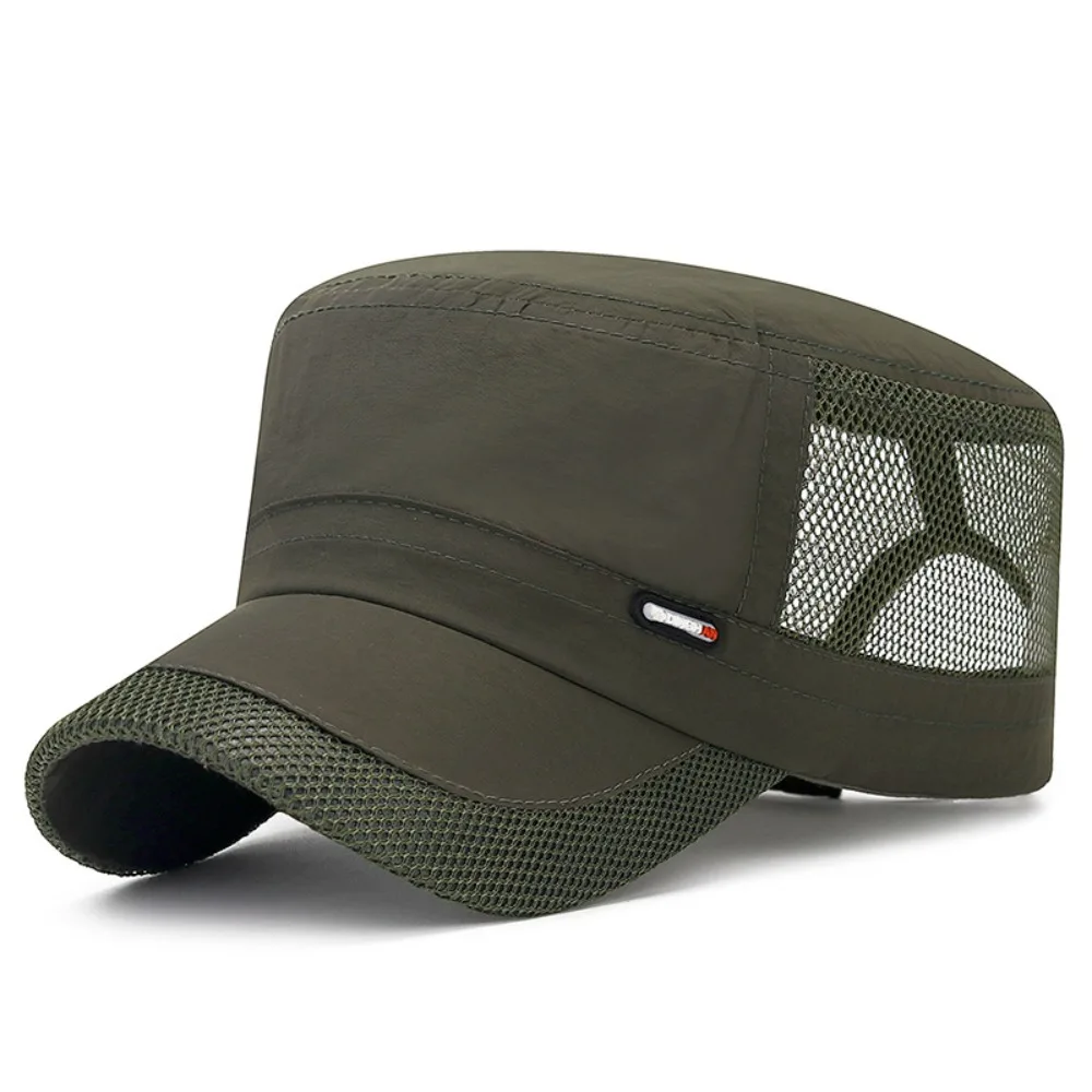 Breathable Mesh Flat Hat Quick Drying Outing Fishing Cap Adjustable Trucker Cap Anti-sun Cadet Hat baseball cap,flat cap,fishing hat