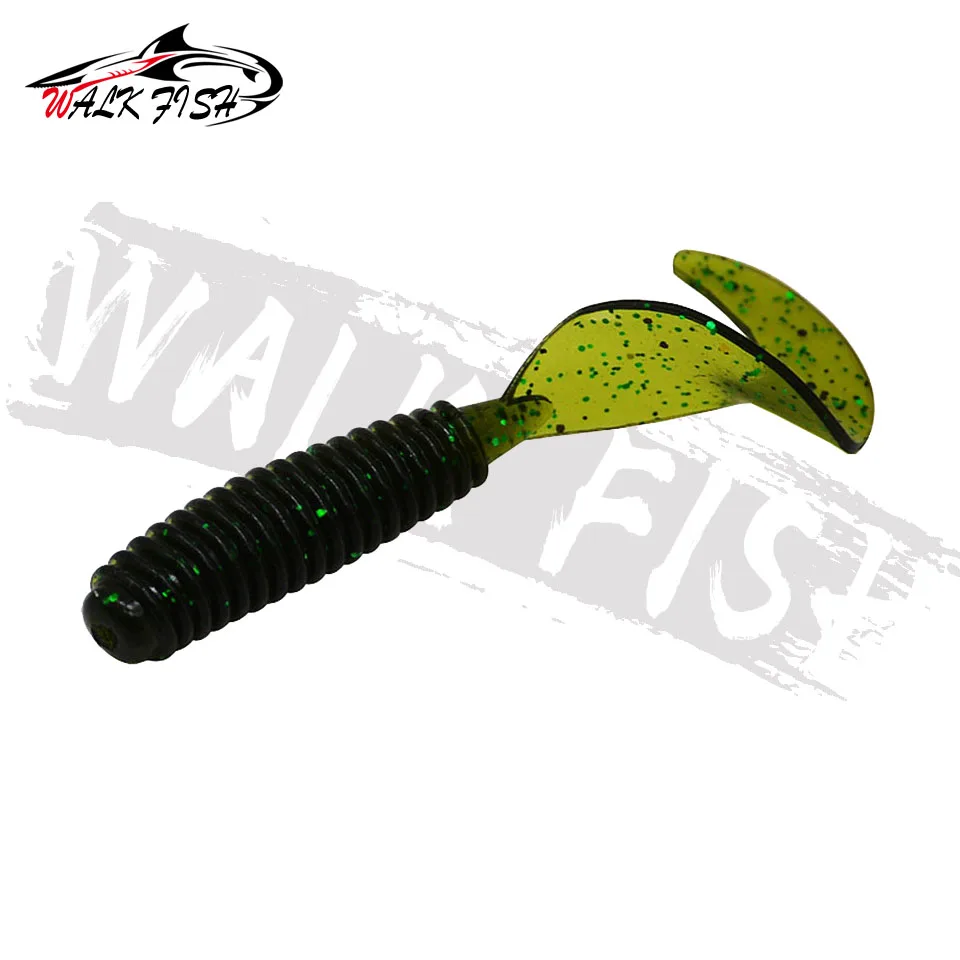 WALK FISH 1,2-2g 5-7cm Weiche Angelköder mit Langem Schwanz Rolltail-Madenschwanz Sichelköder mit Salzduft für Karpfen, Barsch, Weicher Wurm für Süßwasser-Forellen – Detail 4
