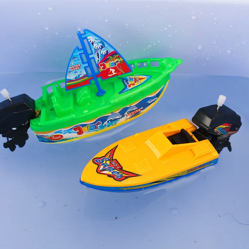 Kids Speed Boat Motorboat Ship Wind Up Toy Bath Toys Shower Toys Float in Water Kids Classic Clockwork Toys for Children Gifts 4