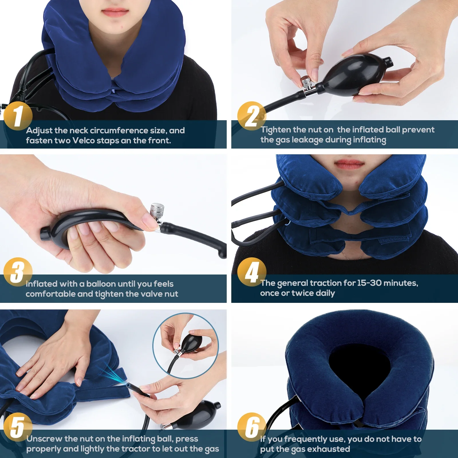 Neck Inflatable Pillow Collar Tractor Air Cervical Traction Device Support Vertebra Orthopedics Massage Relaxation Brace