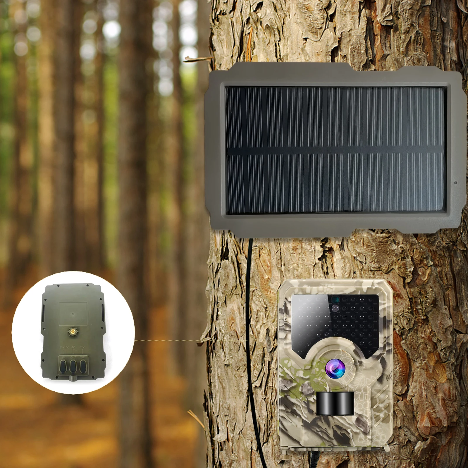 Trail Game Camera Solar Panel Kit 3000mAh 6V12V Rechargeable Solar