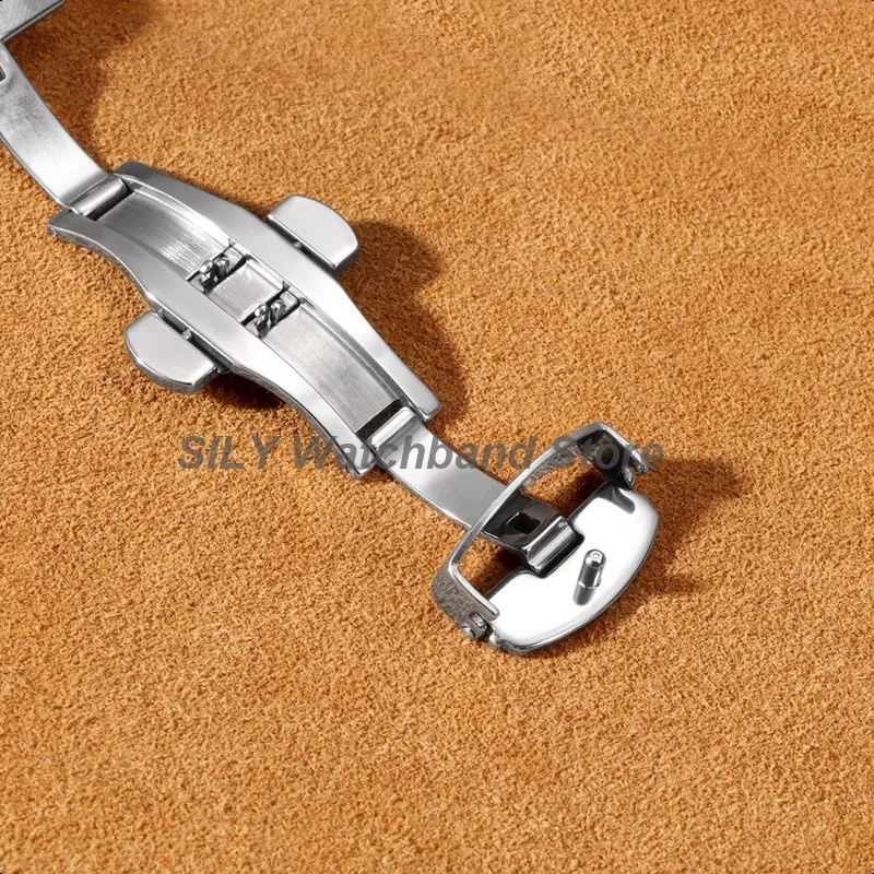 Elegant Leather Cowhide Watch Band with Butterfly Buckle - Business Bracelet Wristbelt