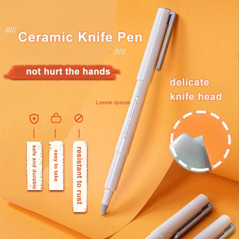 

Creative Paper Pen Knife Wear-Resisting Newspaper Hand Book Cutter Tape Ceramic Blade Utility Knife Cutting Knives