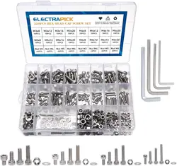 520Pcs Stainless Steel Hex Socket Cap Head Screw Metric Screws With Nuts Flat Washers Male Spanners M3 M4 M5 M6