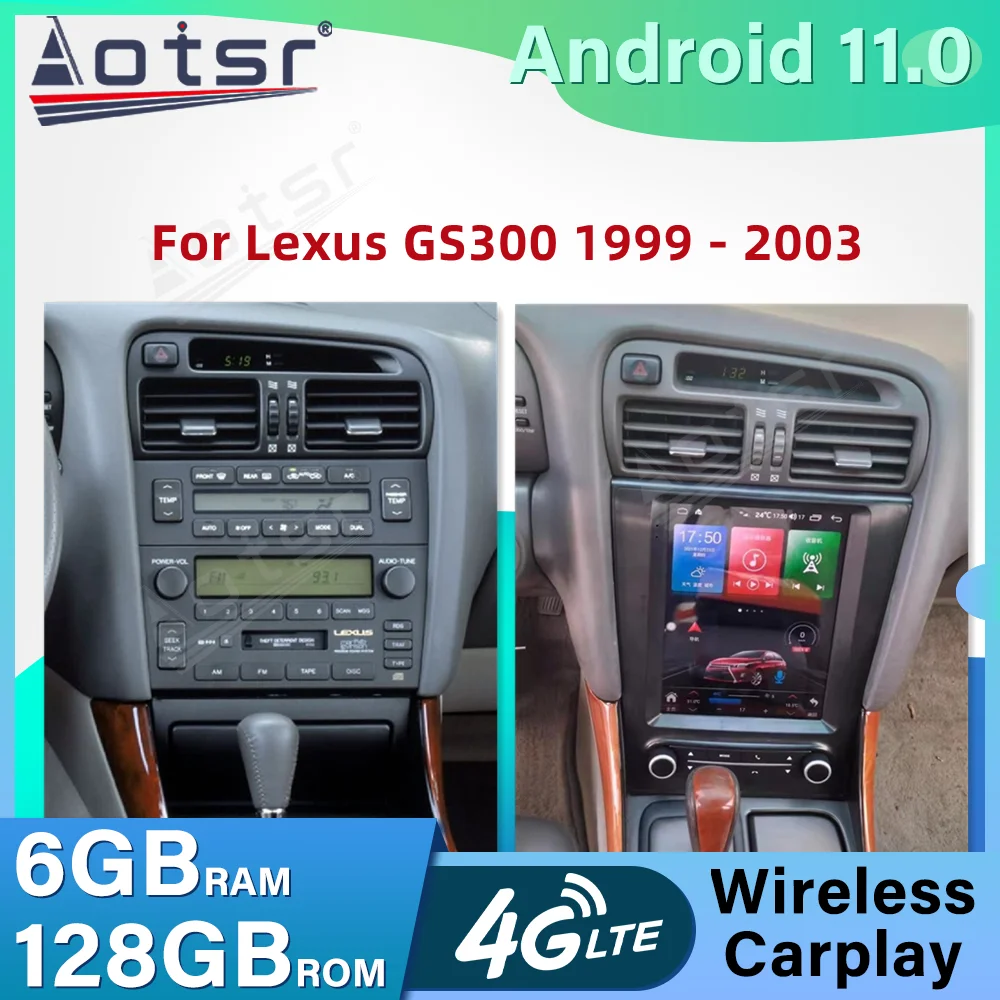

Car Radio GPS Navigation For Lexus GS300 1999 - 2003 Android 11 6G+128GB Auto Multimedia DVD Player Stereo Head Unit