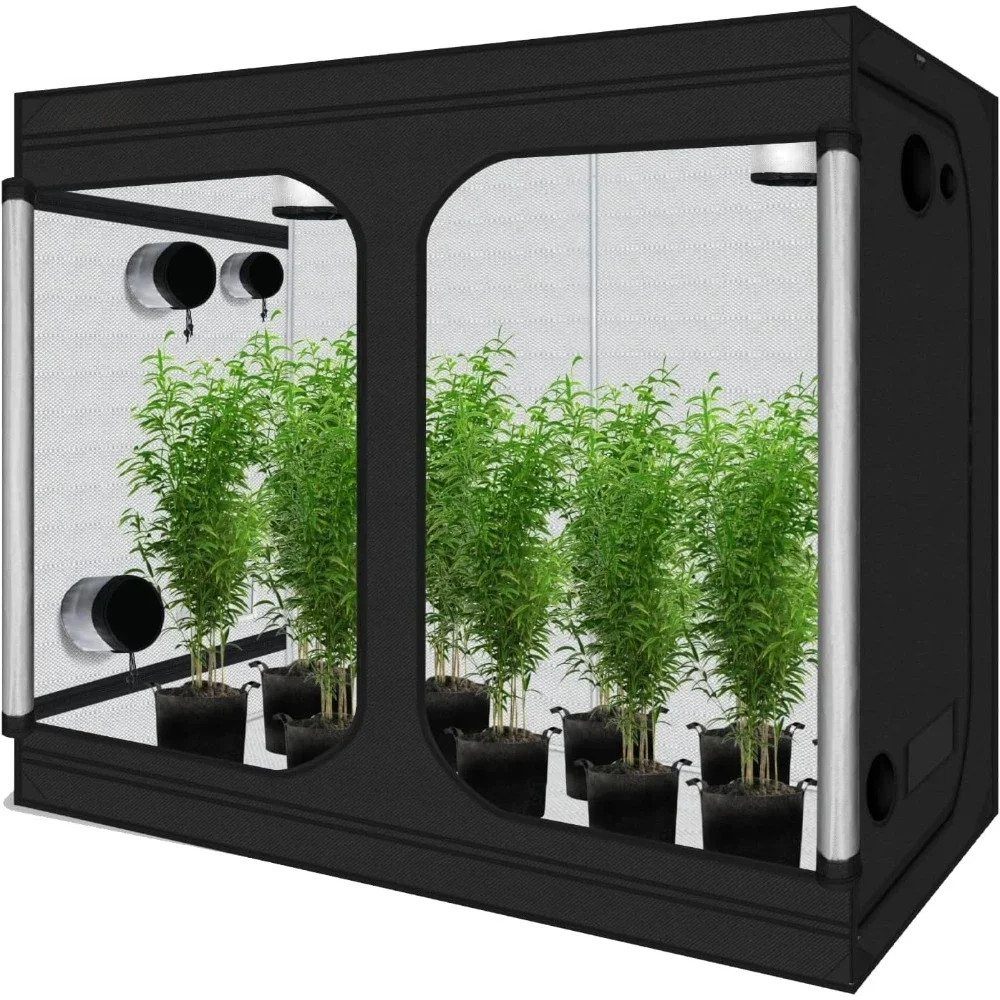 Grow Tent96&ldquo;x48 x78Plant Growing Tents 600D Mylar Hydroponic Indoor Grow Tent with Window, Kit Bag & Floor Tray 8x4 Growing Tent