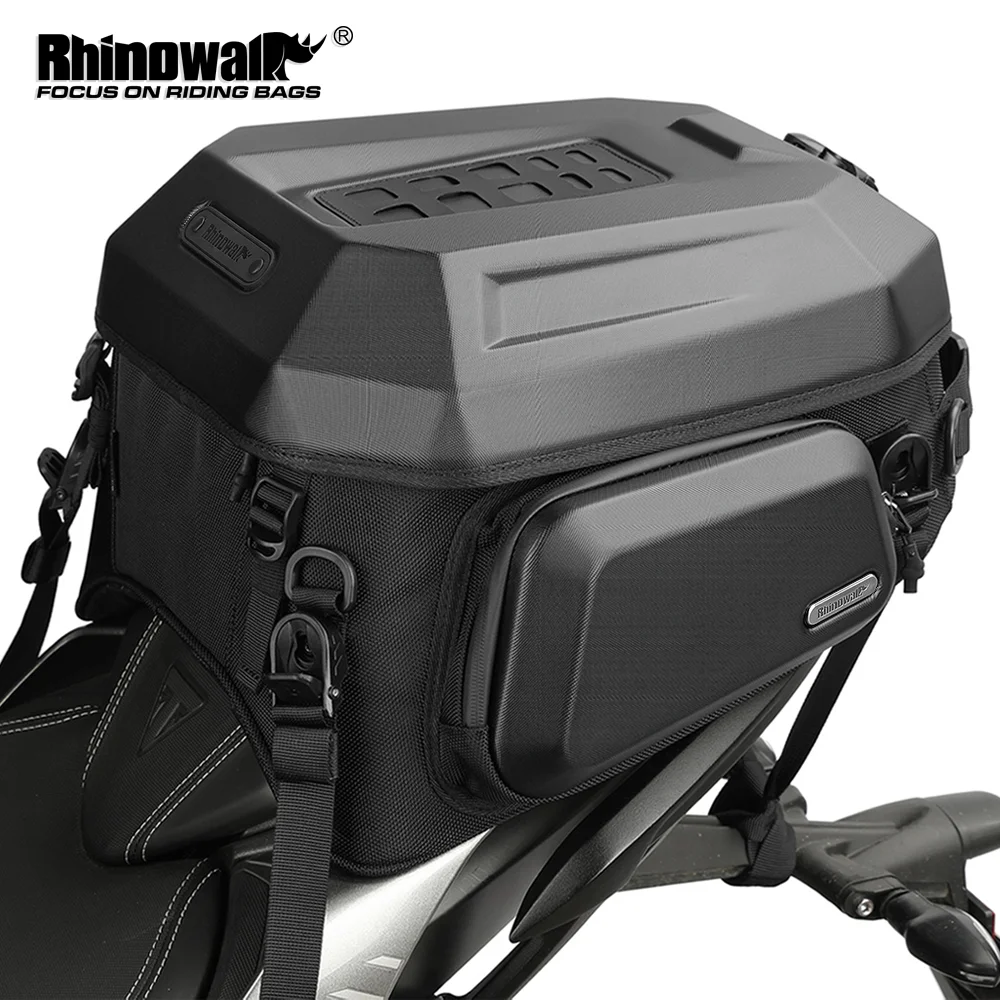 Rhinowalk Motorcycle Tail Bag Travel Luggage Expandable Motorcycle Tail Bag 35l Waterproof All Weather Trunk Rack Bag With Sissy Bar Straps Carbon Black Color Bright Black - View #13