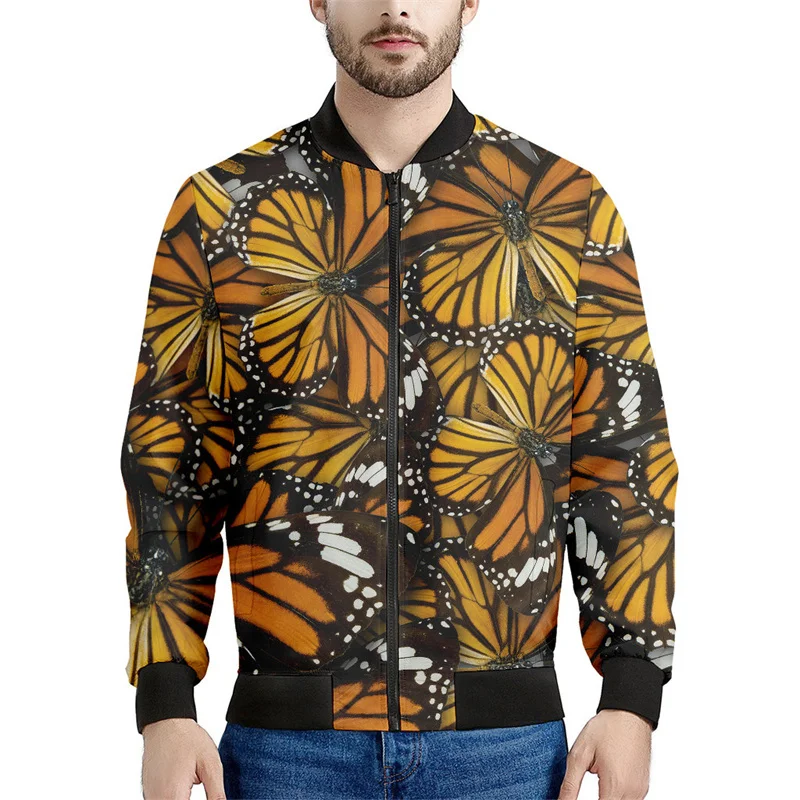 thumbnail image 1 of Chaqueta con estampado 3D de mariposas e insectos para hombre, ropa holgada, sudadera, chaqueta bomber informal con cremallera, tops de calle, 1 of 5