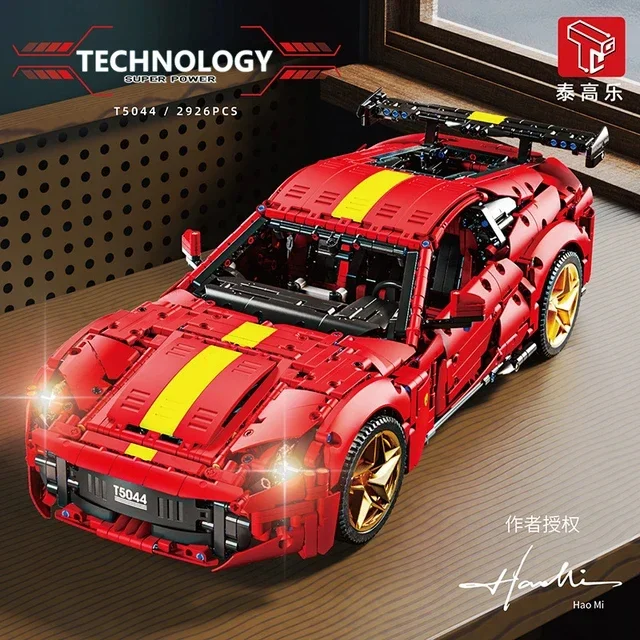 

Техническая MOC T5044 Supercar Roadster Hypercar RC красная суперспортивная модель автомобиля 2926 шт. строительные блоки головоломка игрушки подарок