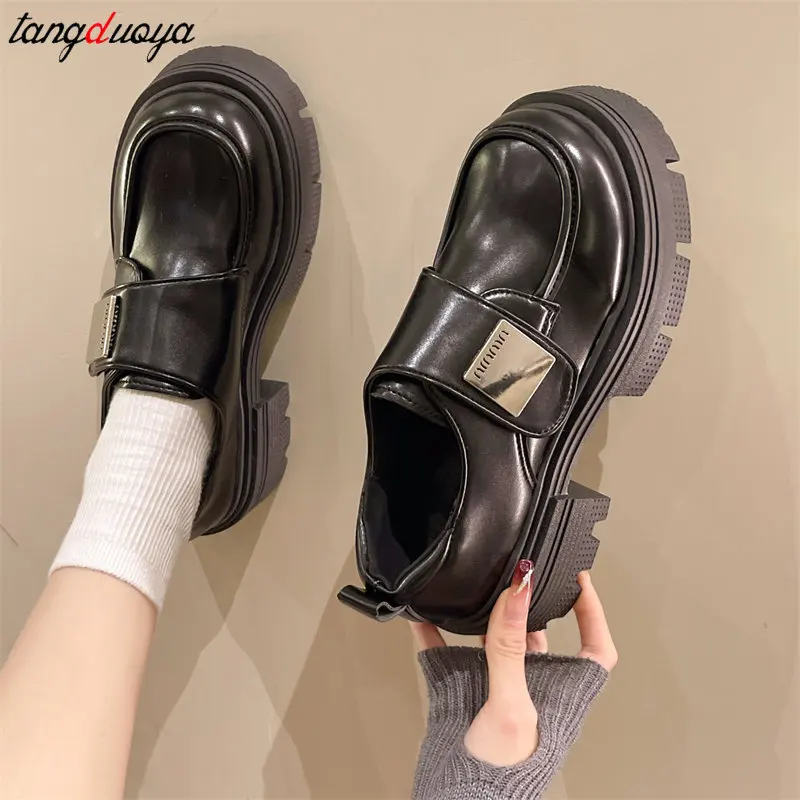 

Женские туфли-оксфорды на платформе, черные туфли на толстой подошве, с круглым носком, в британском стиле, Туфли Мэри Джейн, 2024