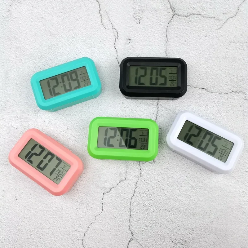 Digital Alarm Clock Battery Powered Mini Temperature Date Week Backlight Snooze Mute 12/24H Countdown LCD