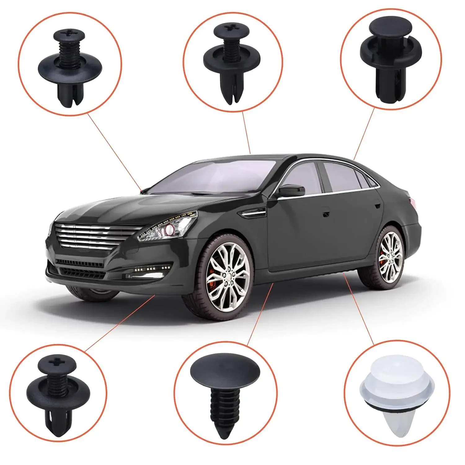 140PCS Universal Car Buckle Set – 6 Styles Nylon Bumper Fixing Buckles for Auto Interior & Exterior Use