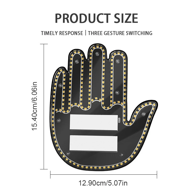 New LED Illuminated Gesture Light Car Finger Light With Remote Road Rage Signs Middle Finger Gesture Hand Lamp