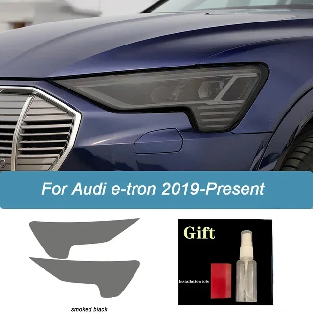 

2pc car headlights protective film TPU paper is suitable for Audi Etron 55 50 2019 headlamp decoration accessories.