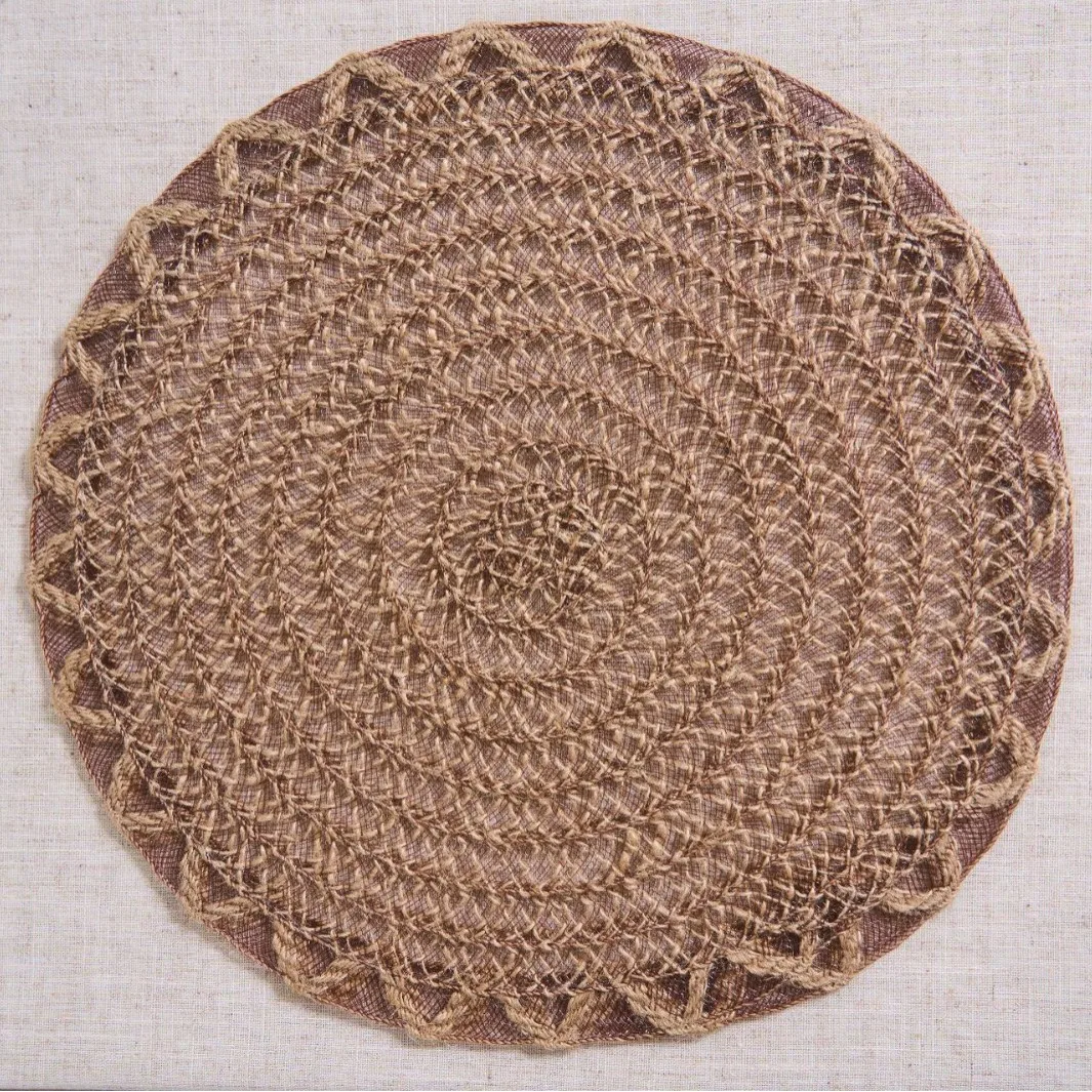 Pastoral Style Placemat Round Hemp Rope Woven Insulation Vegetable Mat Anti-scald Decoration Hollow Dinner Plate Mat