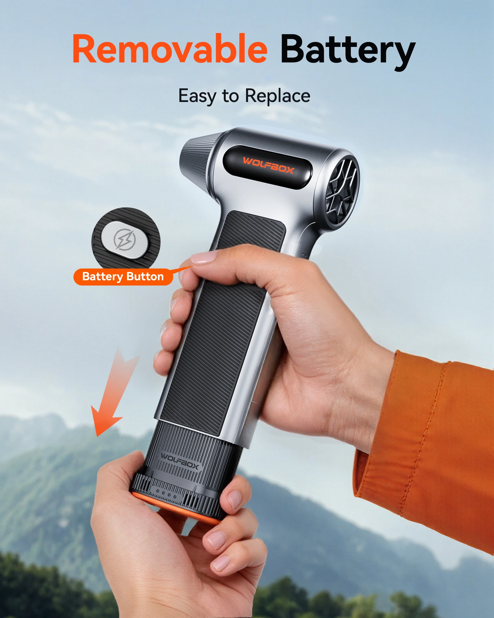 WOLFBOX MF200 - Removable and Replaceable Backup Battery