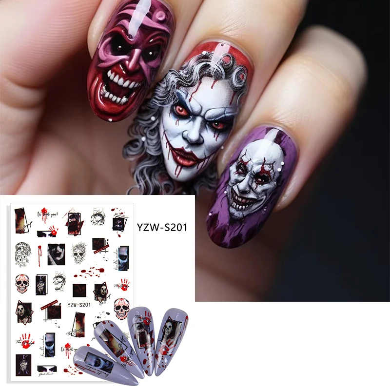 Halloween Design Nail Art Sticker Black Spider Millepiedi Spider Web Cursore Autoadesivo Occhi Rossi Decalcomania Decorazione Manicure