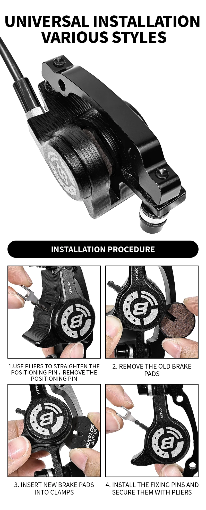 BUCKLOS Resin Disc Brake Pad For SRAM AVID BB5 Wear-resistant Hydraulic Brake Pads MTB Brake Pads for AVID BB5 Cycling Parts