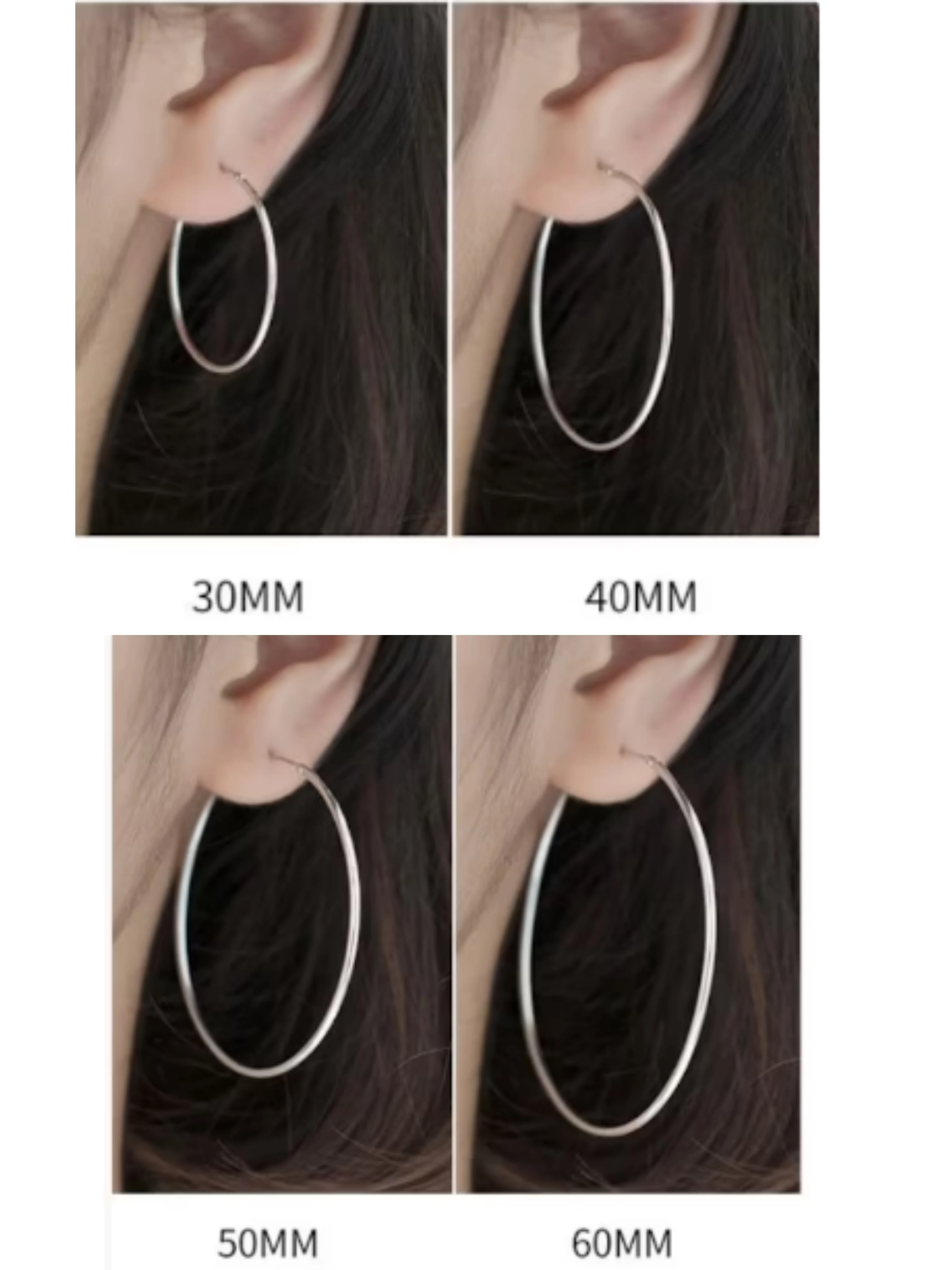 

50pcs Mix 30mm 40mm 50mm 60mm Medium Big C Shape Round Ear Hoop Ear Huggie Basic Earrings Gold Ear Circle Wholesale Chic Jewelry