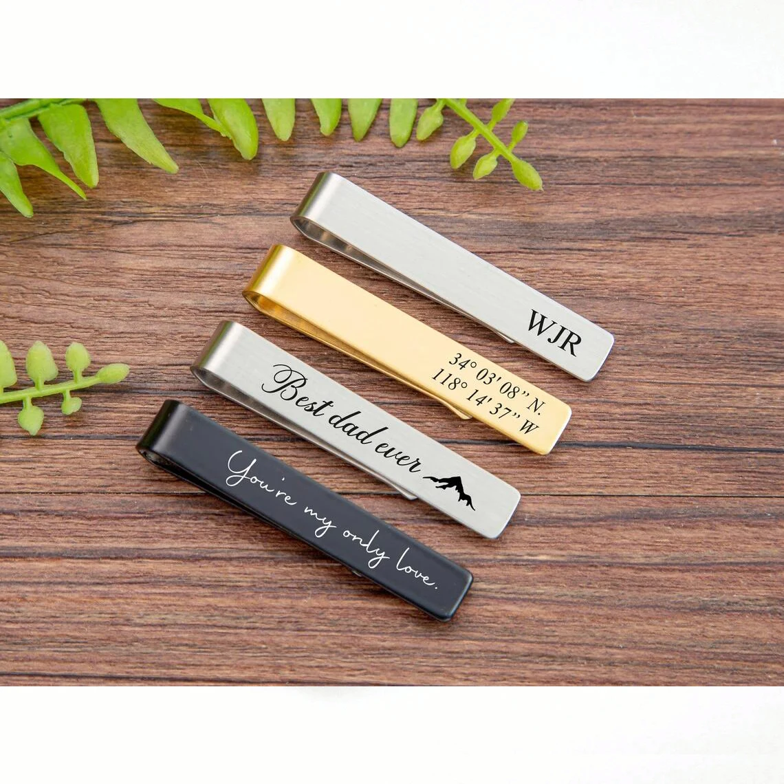 

Personalized Tie Clip Custom Engraved Groomsmen Tie Bar Stainless Steel Handwriting Wallet Money Clip Mens Dad Husband Gift