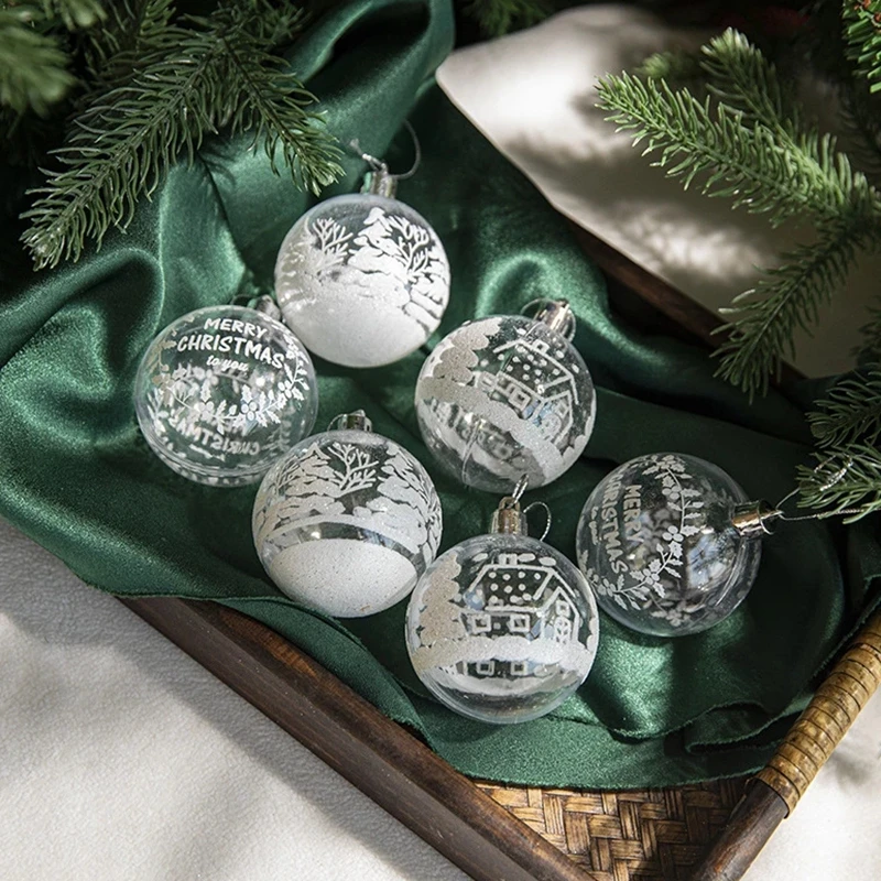 6 pz/scatola 6cm pittura trasparente palla di natale capodanno albero di  natale ornamenti decorazione per la casa 2023 Noel Navidad regali