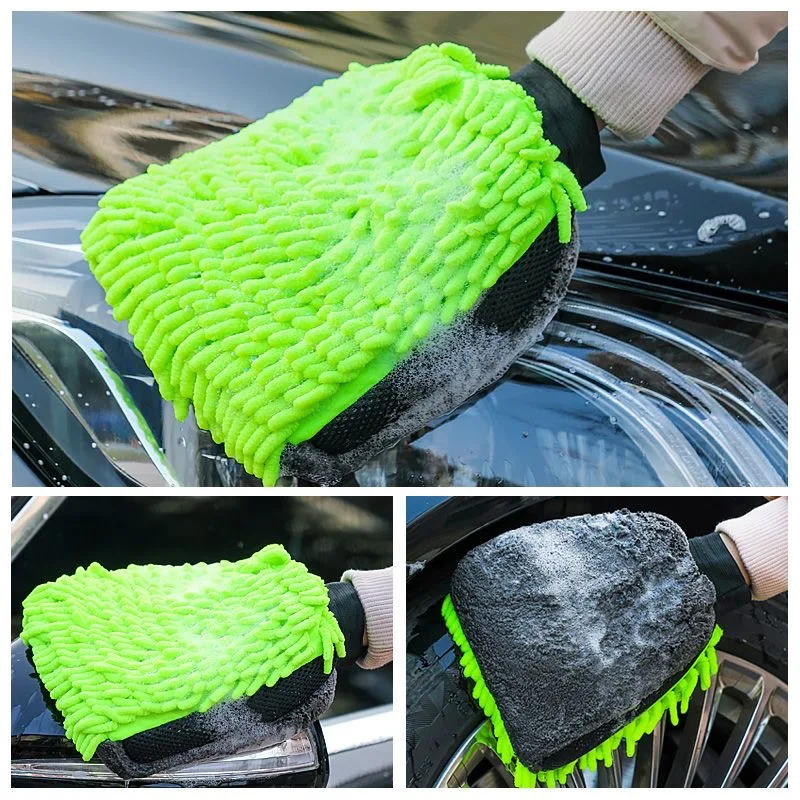 

Chenille car wash gloves cleaning rag coral fleece double-sided thickened bear paw towel car wash artifact cleaning tool