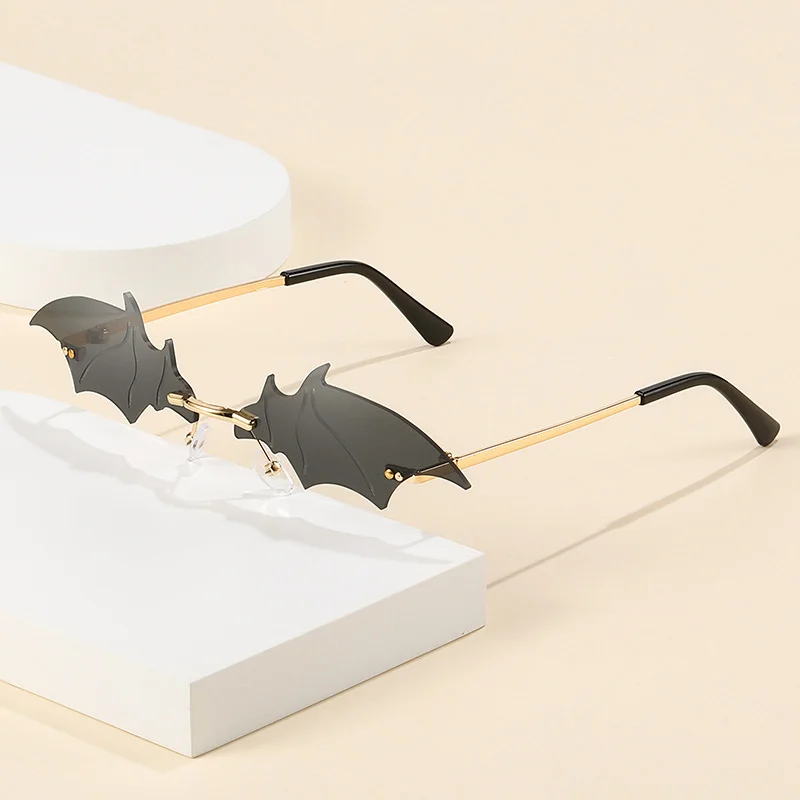 

New Bat Design Rimless Sunglasses Women Men Sun Glasses Female Shades Male Punk Eyewear Eyeglasses