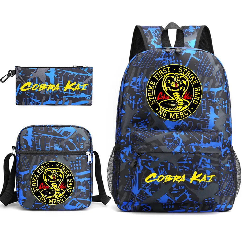3Pcs/set Cobra Kai Bcakpacks Cartoon Children Boys Girls School Bags Lightweight Students Waterproof Capacity Mochilas children backpack students backpack children bag