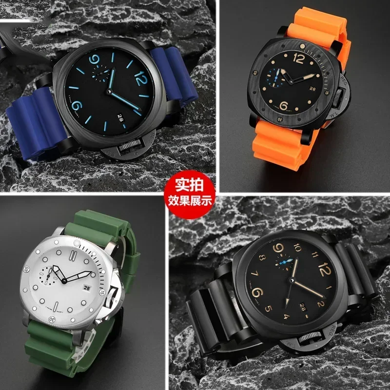 Multicolor Silicone Rubber Watch Band - Men's Sport Soft Strap, 22mm/24mm, with Free Tools