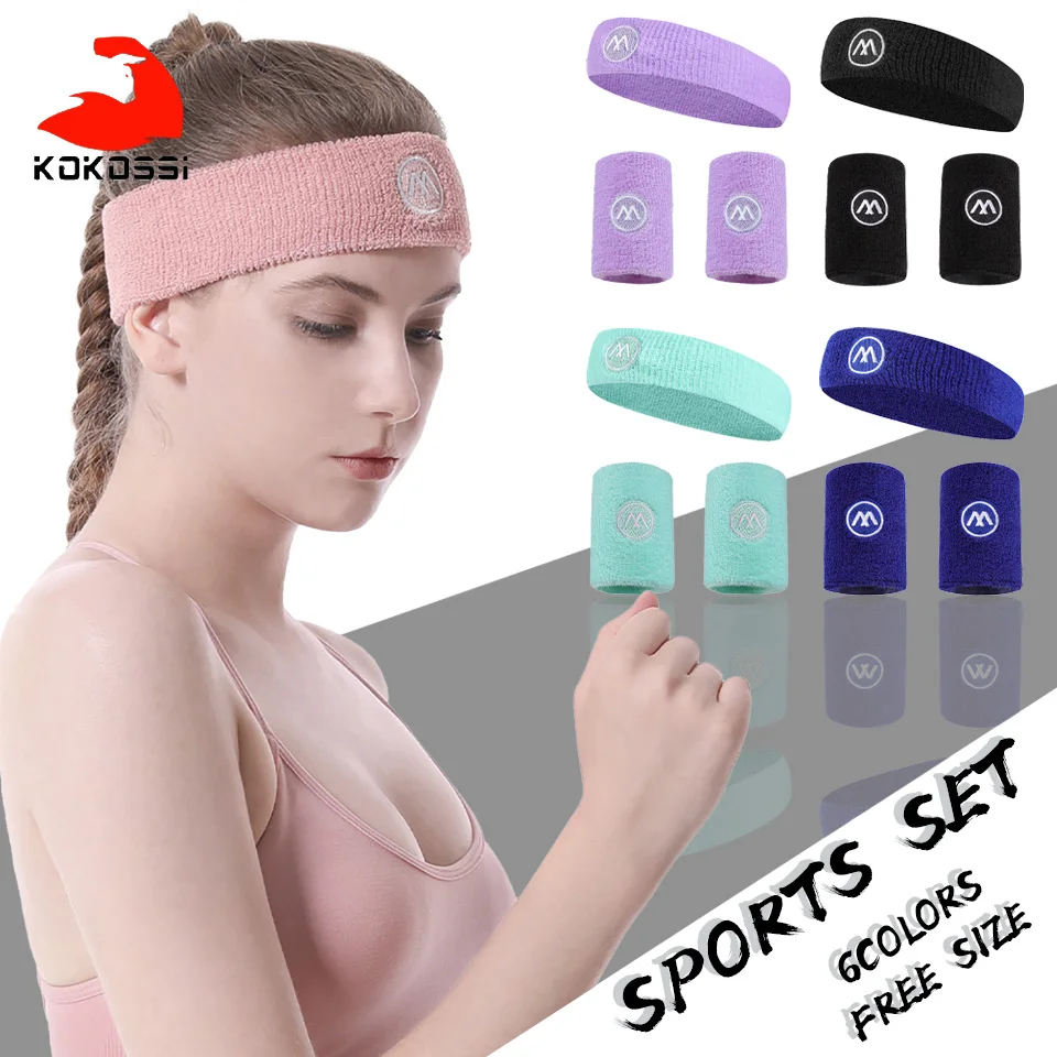 

KoKossi Headband Wrist Guard Set Comfortable Breathable Wristband Men Women Sweat Absorbing Running Football Yoga Hair Band