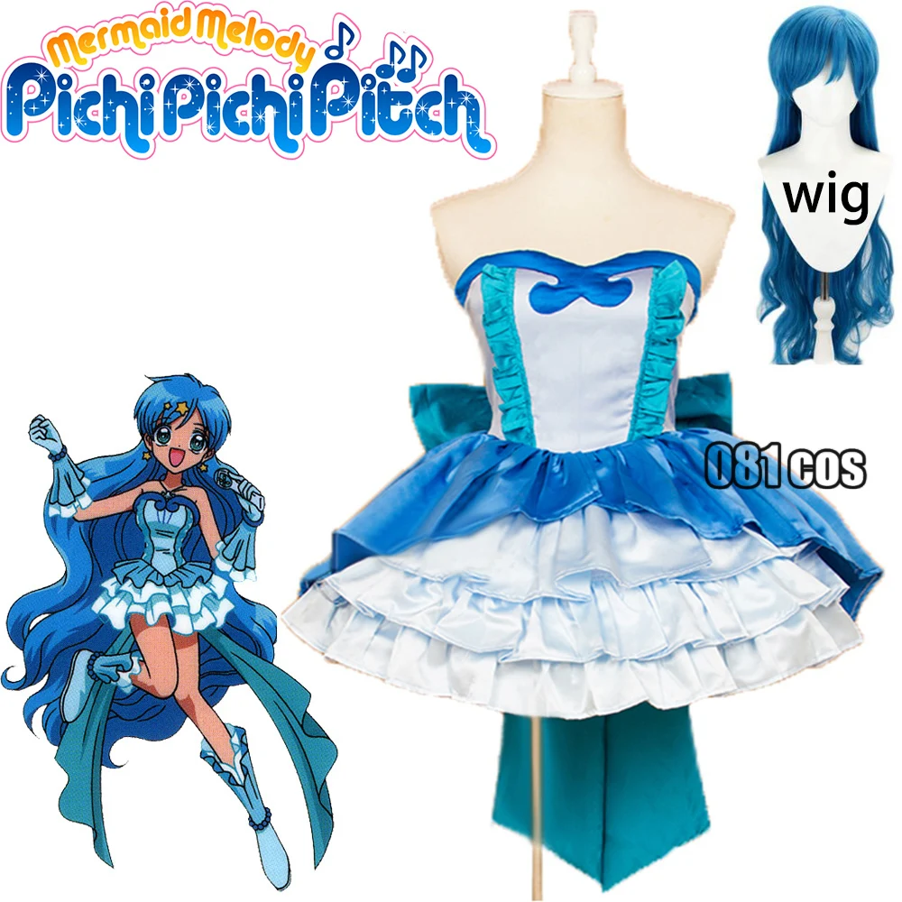 

Anime Pichi Pichi Pitch Mermaid Melody Hanon Hosho Dress Cosplay Costume With Gloves Custom Size Halloween