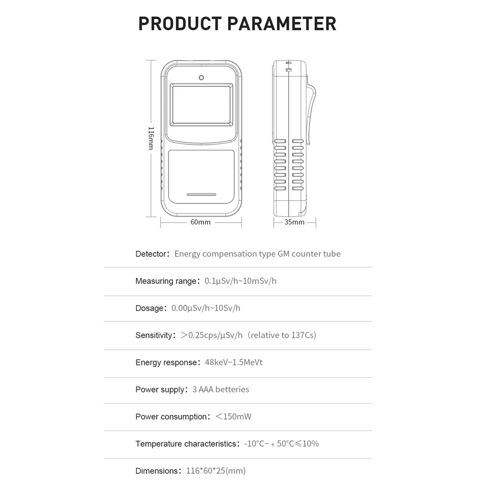 FS-600 USB Handheld Geiger Counter Nuclear Radiation Detector Radioactive Ray X-Ray &gamma;-Ray Radiation Geiger Tester Dosimeter