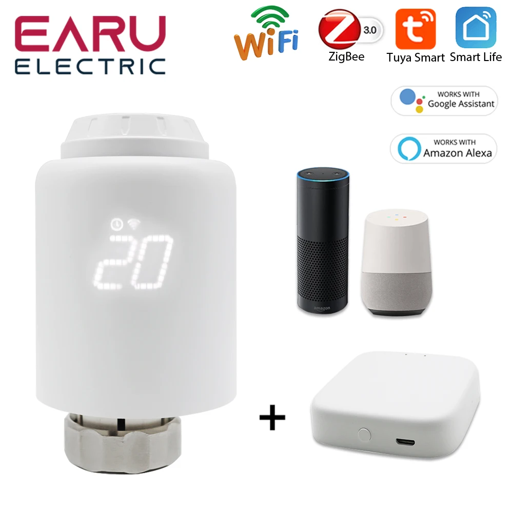 

Tuya Smart WiFi ZigBee Radiator Actuator TRV Programmable Thermostatic Radiator Valve Remote Temperature Controller for Alexa