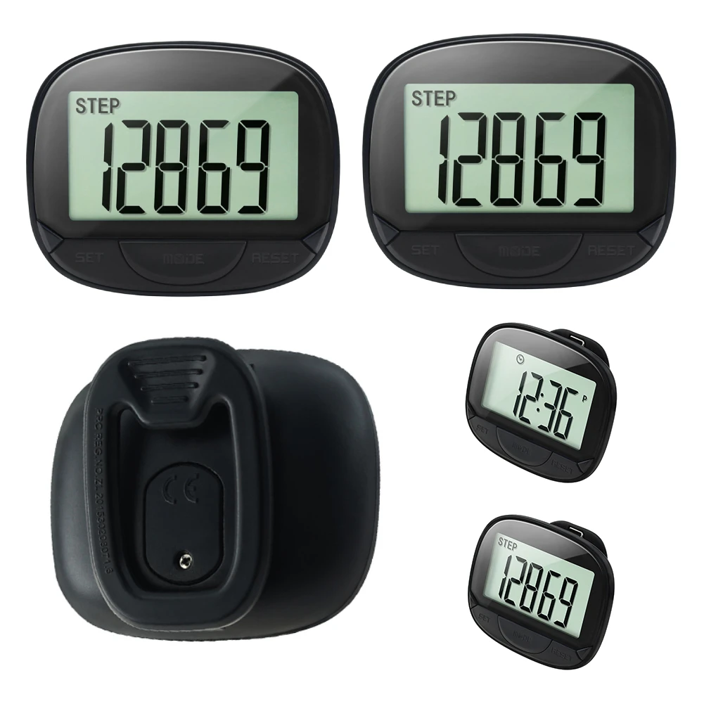 Compact LCD Display Clip-On Pedometer for Outdoor Walking and Running