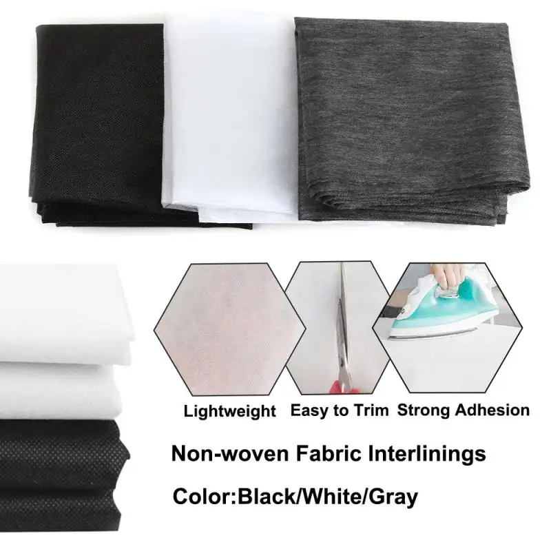 Lightweight Fusible Interfacing Non-Woven Single-Sided Iron on Interlining Fabric Washable Polyester DIY Clothing Sewing Accessories Interfacing Fabric Adhesive Interlining Fabric