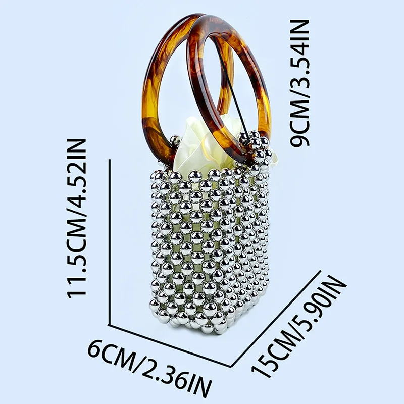 حقيبة دلو محمولة بتصميم دائري، مع كيس حبة منسوج مط...