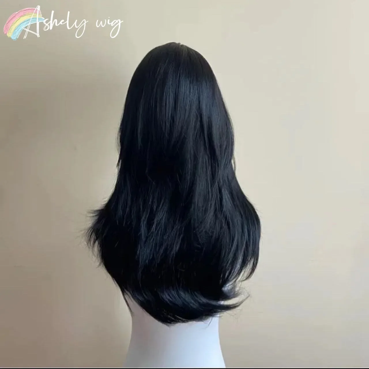 Ashely Black Wig Female Headband Body Wavy Rose Hair Net Models in French Bangs High Quality Simulation Hair Synthetic Wig 가발 Best Sellers In Hair Extensions & Wigs