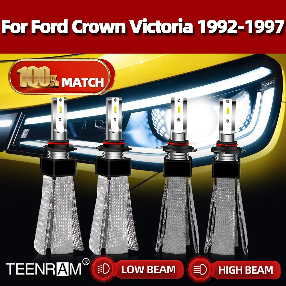 

Car LED Headlights 9005 HB3 9006 HB4 High Low Beam LED Headlamps Bulbs 12V For Ford Crown Victoria 1992 1993 1994 1995 1996 1997
