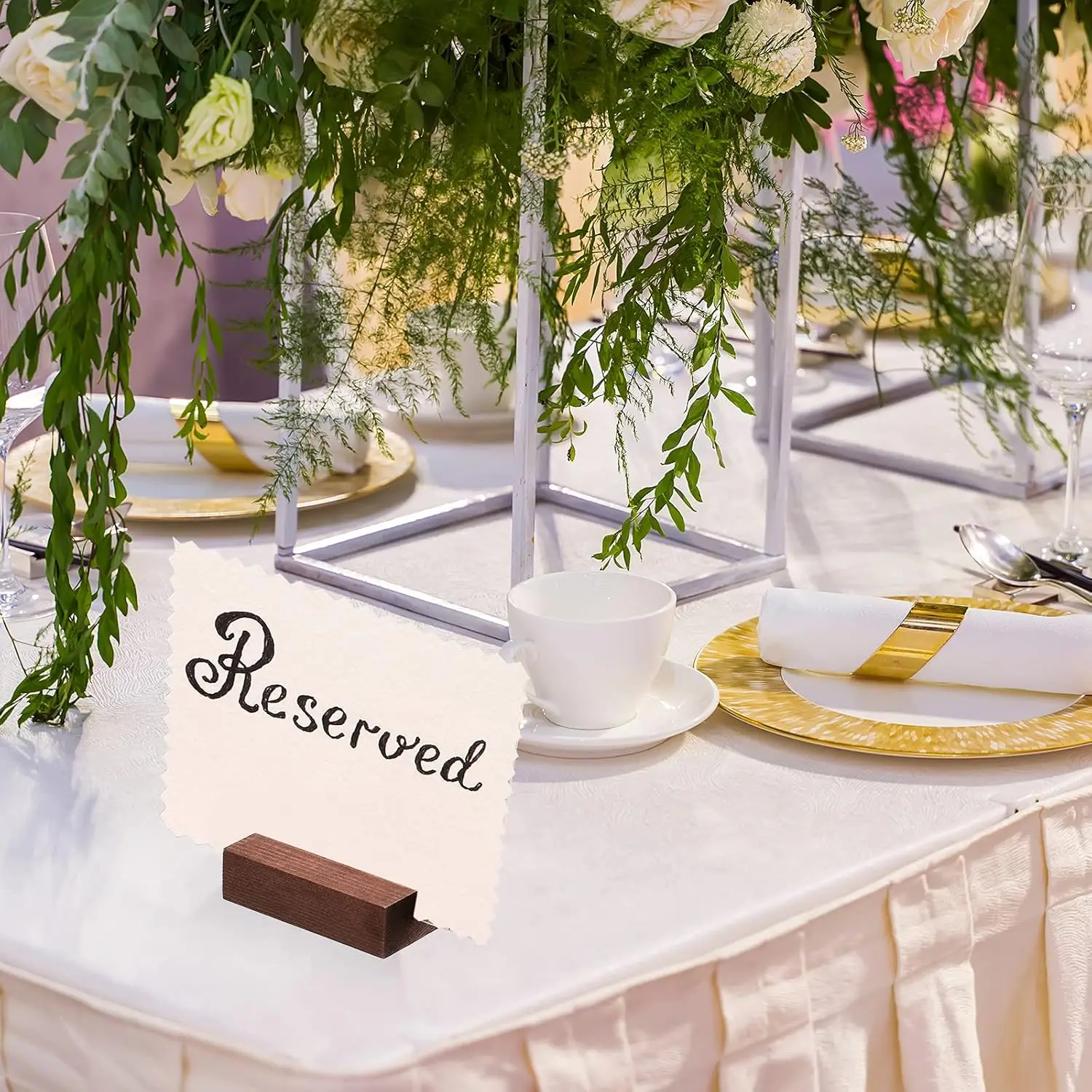 Walnut Wood Place Card Holders Table Number Holder Stands 1-12pcs for Wedding Party Events