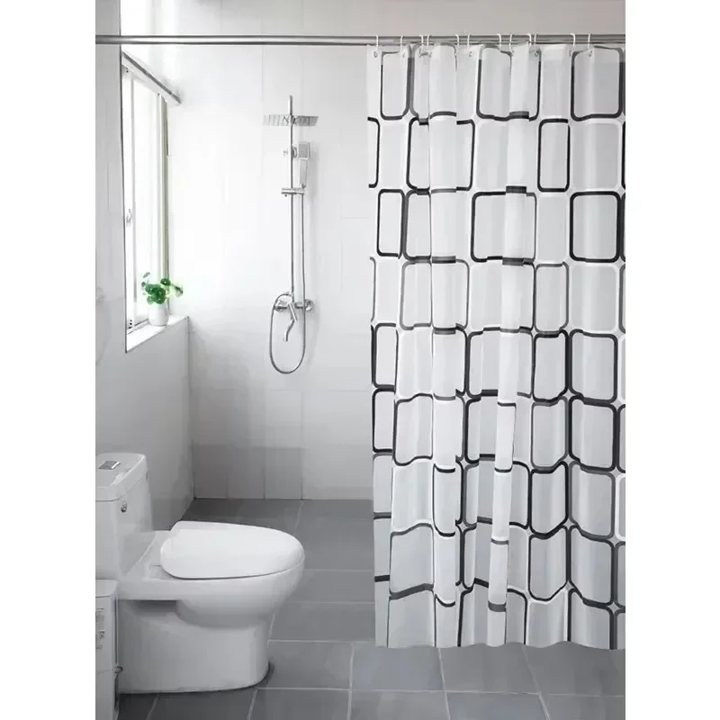 Shower Curtains 1PCS Bathroom Shower Curtains Waterproof Modern Geometric Plaid Pattern Household Decoration Translucent