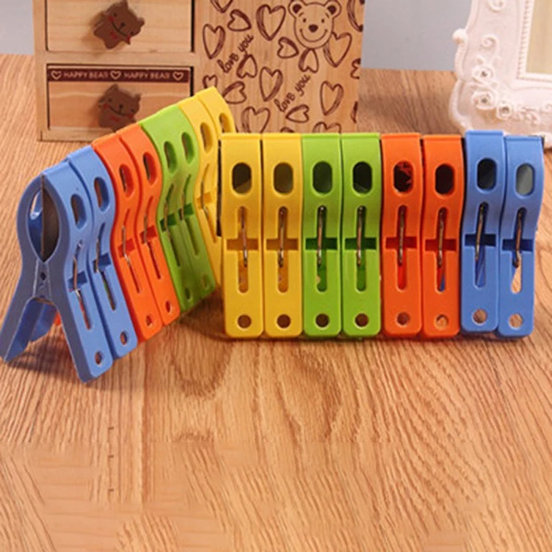 8ps/set Hanger Clips Large Plastic Windproof Beach Towel Clothes Pins Spring Clamp Clothespin Powerful Hot New Cheap 5