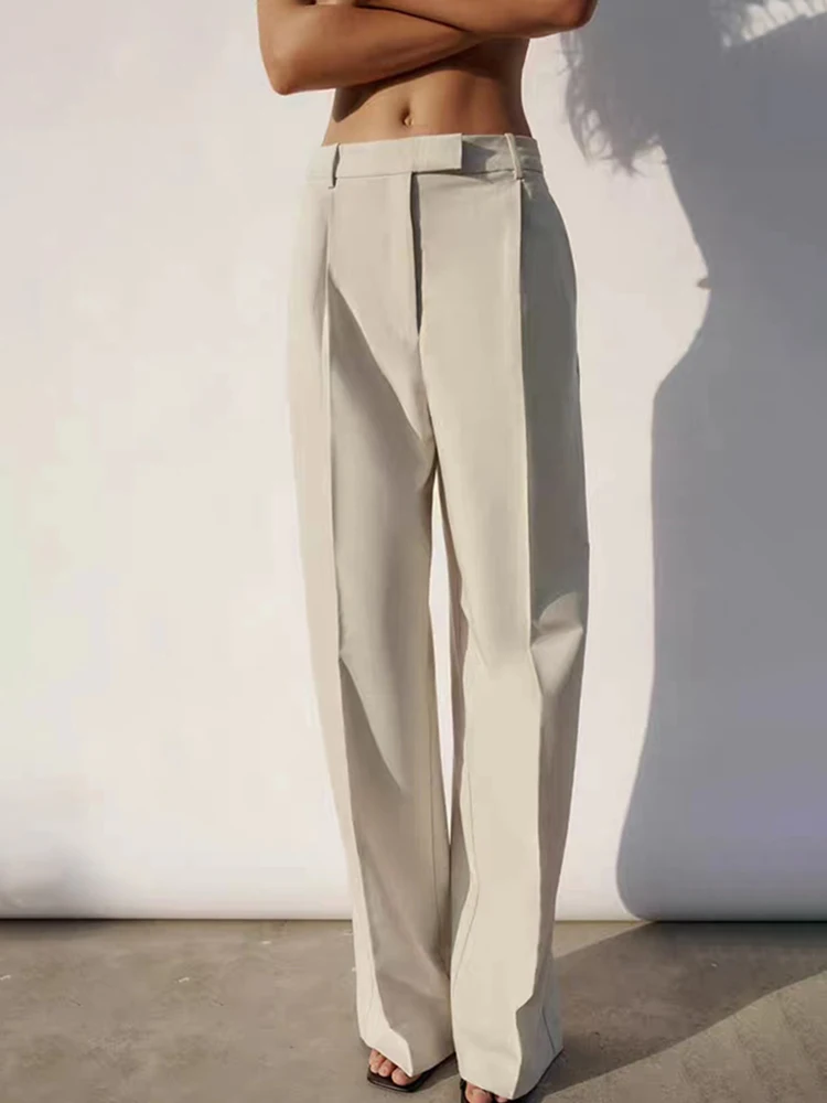 

Women Fashion With Darts Front Pockets Wide Leg Pants Vintage Casual Solid High Waist Zipper Fly Female Trousers Mujer